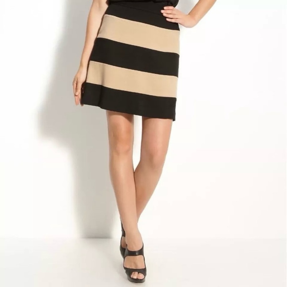 KATE SPADE Clemonce Black and Tan Striped Mini A-Line Skirt Women’s Size 6
